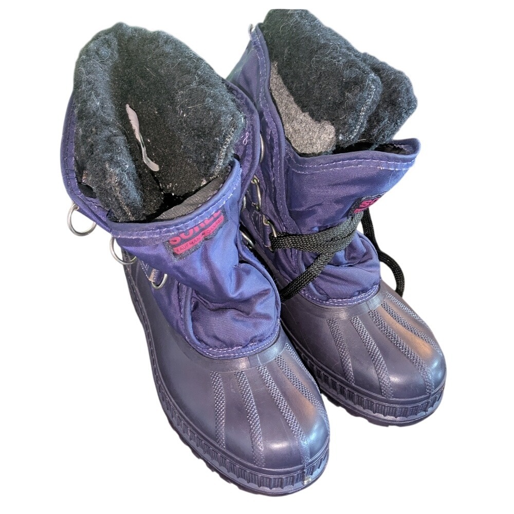 Vintage Kaufman Sorel ELK Boots Made in Canada Purple Grey Youth 4‎